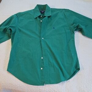 Ralph Lauren Vibrant Primary Green Button Down Cotton Shirt Size 10